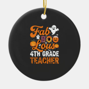 Ornamento De Cerâmica Professor de 4ª série Fab-BOO-Loso no Halloween