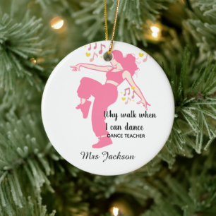 Ornamento De Cerâmica Professor de Dança Personalizado, agradecimento ao