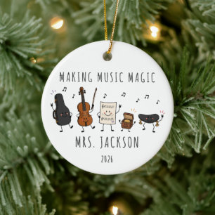 Ornamento De Cerâmica Professor de Música Personalizado Fazendo Magia