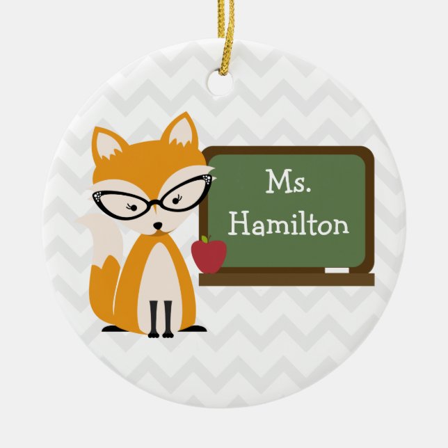 Ornamento De Cerâmica Professor do Fox Chevron no quadro (Frente)