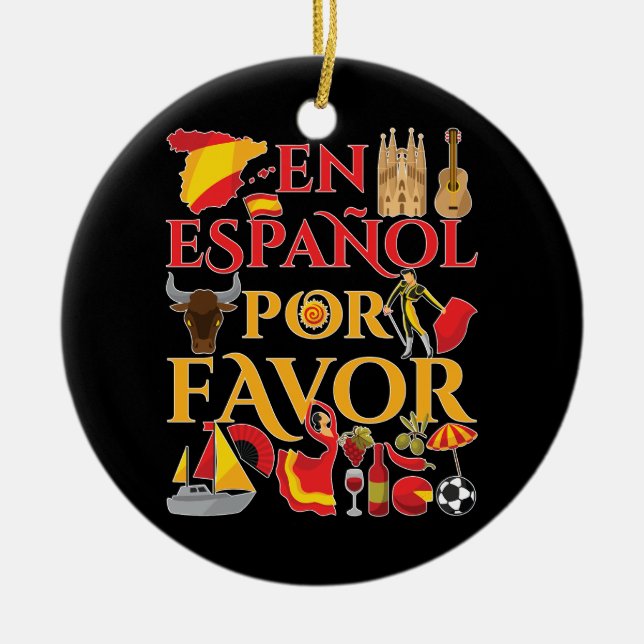 Ornamento De Cerâmica Professor Espanol Por Favor (Frente)