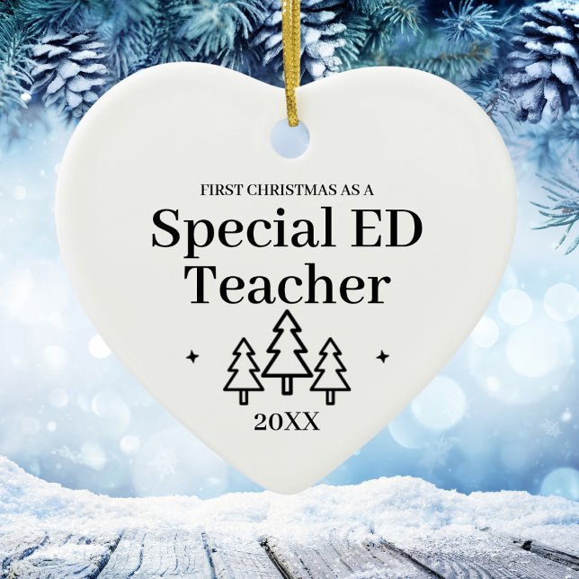 Ornamento De Cerâmica Professor especial ED Novo Natal para Trabalho (Special ED Teacher New Job Christmas Ceramic Ornament
)