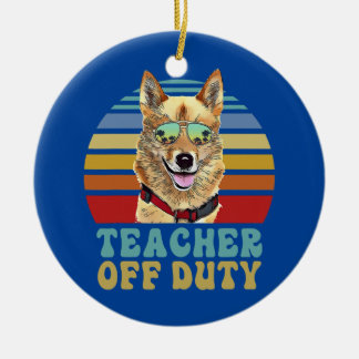 Ornamento De Cerâmica Professor Fora de Serviço Cachorro Buhund Norueguê