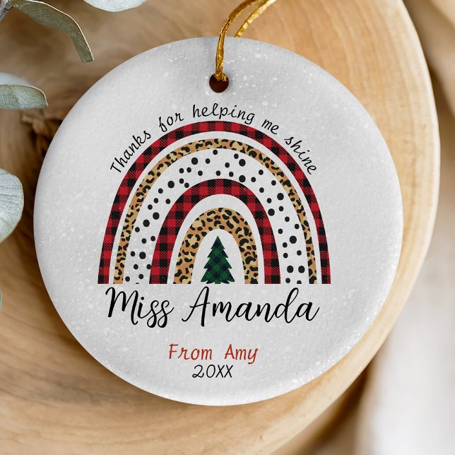 Ornamento De Cerâmica Professor obrigado seu arco-íris de Natal (Criador carregado)
