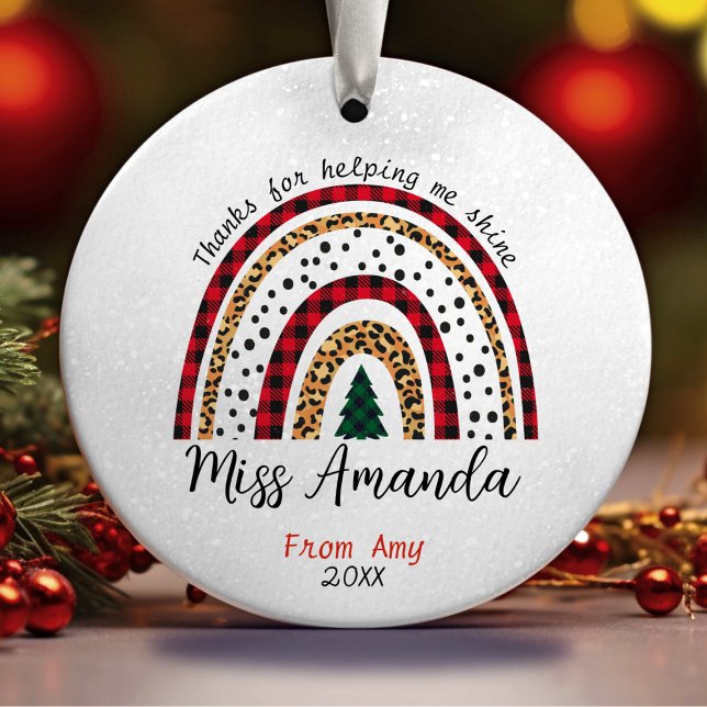 Ornamento De Cerâmica Professor obrigado seu arco-íris de Natal (Criador carregado)
