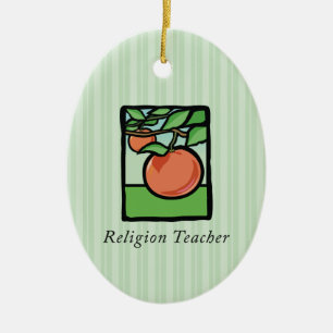 Ornamento De Cerâmica Professor Religioso Obrigado, Apple