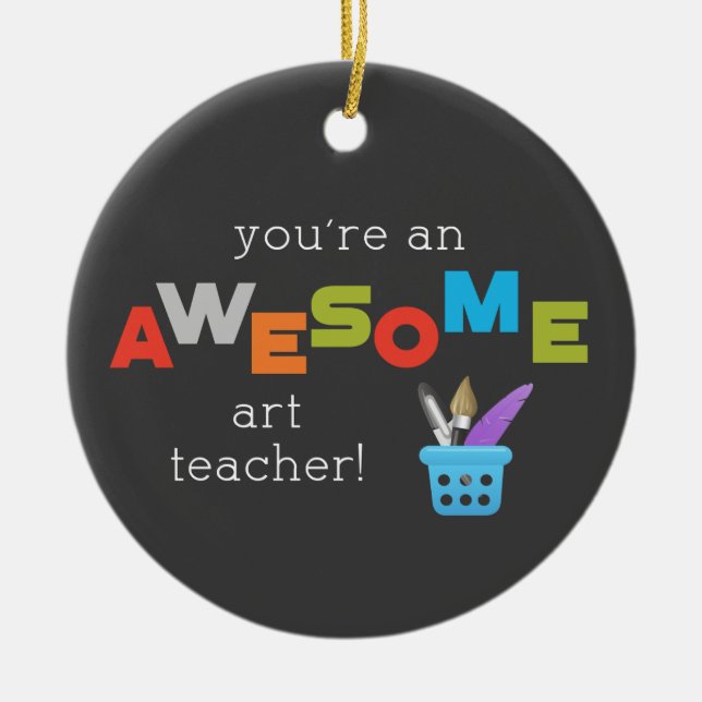 Ornamento De Cerâmica Professora de Arte, Paint Brush, Incrível (Frente)