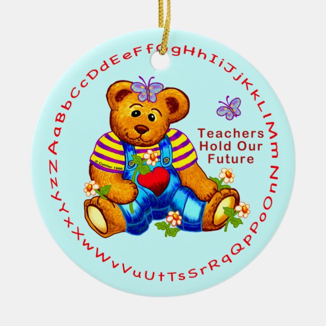 Ornamento De Cerâmica Professora segura futuro (Frente)