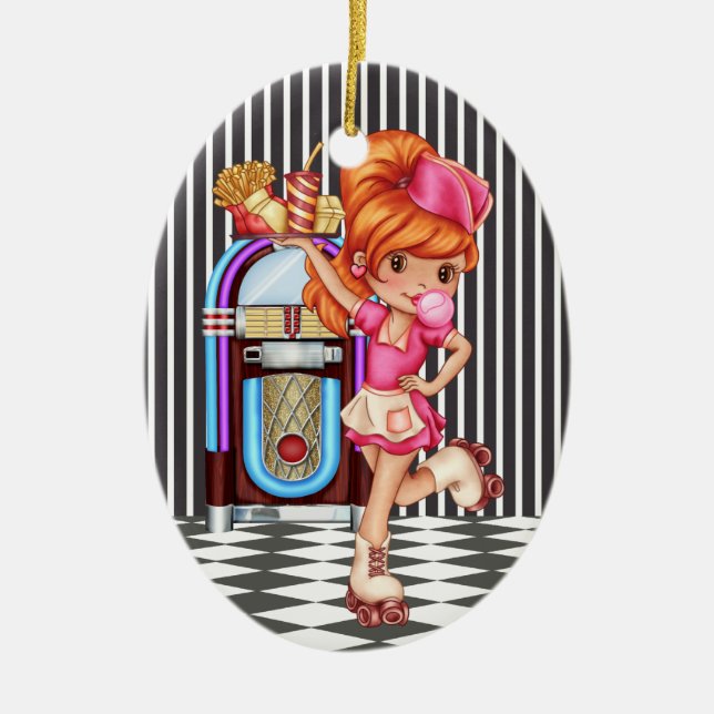 Ornamento De Cerâmica Profissões - Garçonete - SRF (Frente)