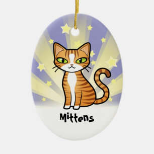 Ornamento De Cerâmica Projete seu próprio gato dos desenhos animados