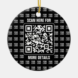 Ornamento De Cerâmica Promotional QR code (editable) plus Logo Pattern