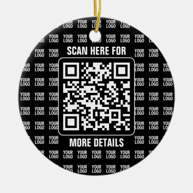Ornamento De Cerâmica Promotional QR code (editable) plus Logo Pattern (Frente)