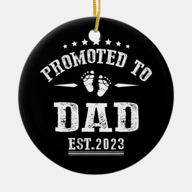 Ornamento De Cerâmica Promovido ao Pai 2023 pela primeira vez pais novos (Frente)