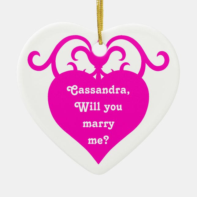 Ornamento De Cerâmica Proposta de casamento cardíaco (Frente)