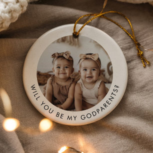 Ornamento De Cerâmica Proposta de Foto de Padrinhos Meninas Gêmeas