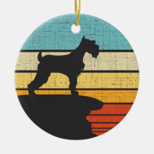 Ornamento De Cerâmica Proprietário do Schnauzer Retro Vintage Dog Puppy 