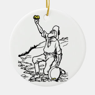 Ornamento De Cerâmica Prospector Dourado de Menor Tempo Antigo