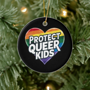 Ornamento De Cerâmica Proteja Crianças Queer Coração Arco-íris Orgulho