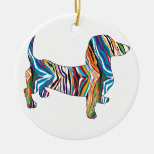 Ornamento De Cerâmica Psicodélico Dachshund