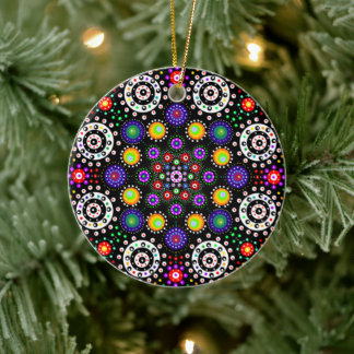 Ornamento De Cerâmica Psicodélico Personalizado Dot Mandala Natal
