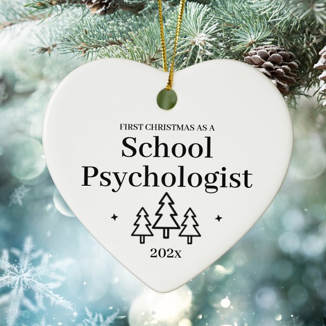 Ornamento De Cerâmica Psicólogo Escolar Primeiro Natal (School Psychologist First Christmas Ceramic Ornament
)