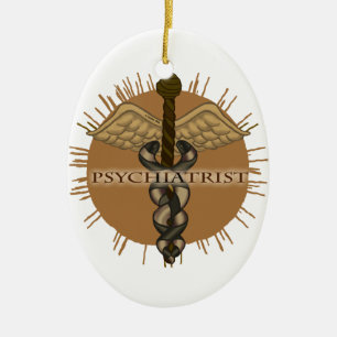 Ornamento De Cerâmica Psiquiatra Caduceus Oval