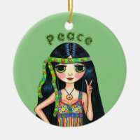 Psychedelic Hippie Chick Peace Sign Headband 1960s