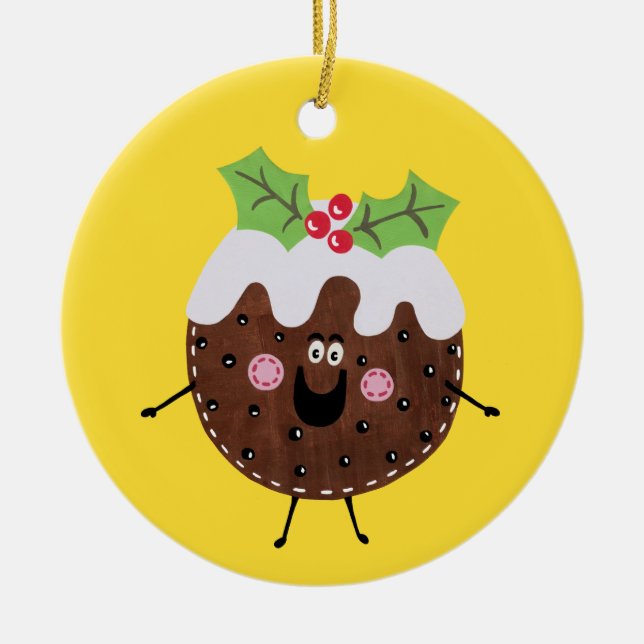 Ornamento De Cerâmica Pudim de Natal Bastante Personalizado (Frente)