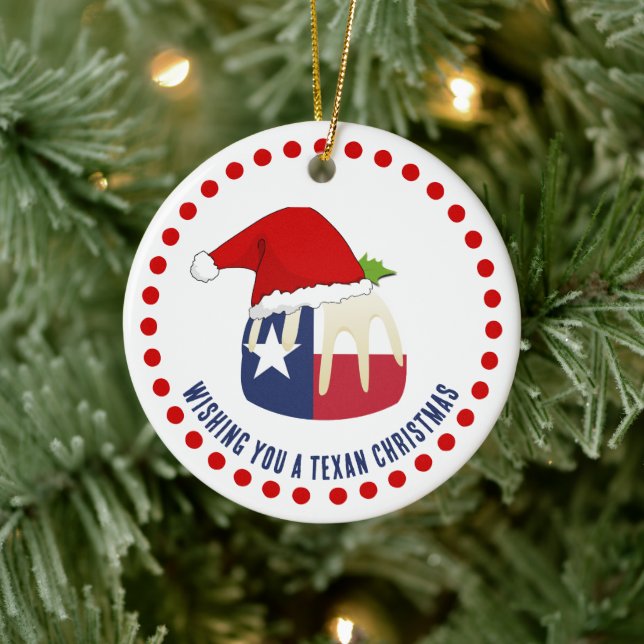Ornamento De Cerâmica Pudim de NATAL TEXANO Personalizado (Árvore)