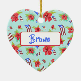 Ornamento De Cerâmica Puerto Rican Flag Flor de Maga