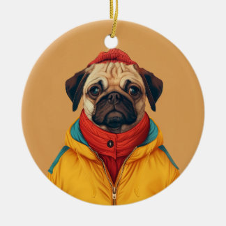 Ornamento De Cerâmica Pug