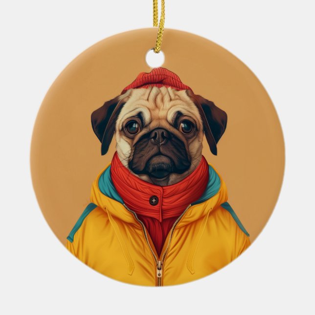 Ornamento De Cerâmica Pug (Frente)