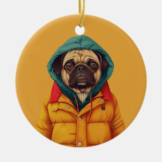 Ornamento De Cerâmica Pug (Frente)