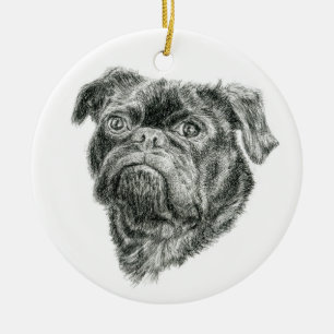 Ornamento De Cerâmica Pug