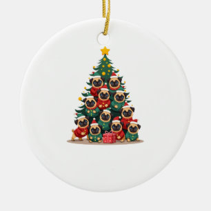 Ornamento De Cerâmica Pug Cachorro Árvore de Natal Fofo Natal (2)