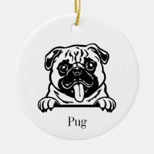 Ornamento De Cerâmica Pug cão adorno