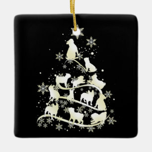 Ornamento De Cerâmica Pug Christmas Tree Pug Lover Xmas Melhor Presente