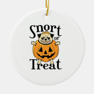 Ornamento De Cerâmica Pug de Halloween