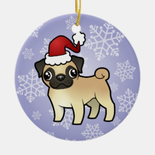 Ornamento De Cerâmica Pug do Natal