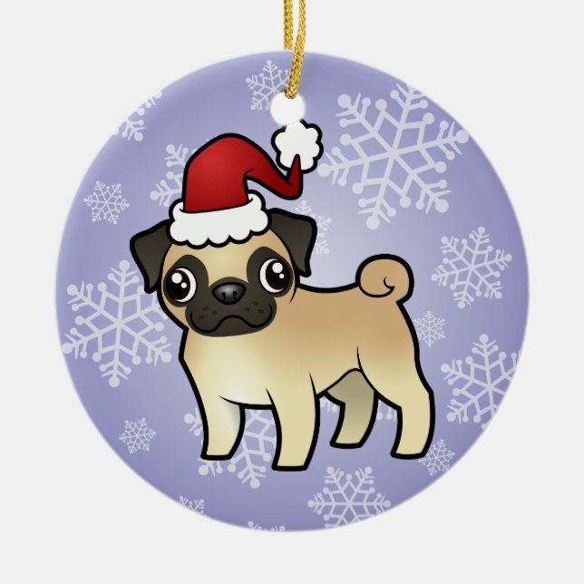 Ornamento De Cerâmica Pug do Natal (Frente)