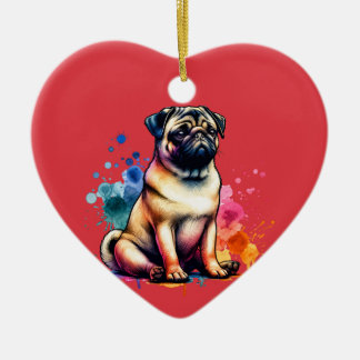 Ornamento De Cerâmica Pug Dog