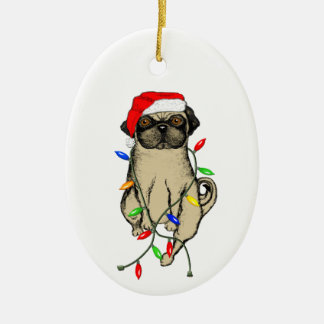 Ornamento De Cerâmica Pug Dog Bah Humpug Feliz Natal