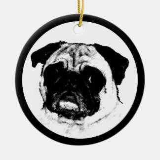 Ornamento De Cerâmica Pug in Circle