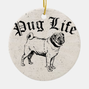 Ornamento De Cerâmica Pug Life Funny Dog Gangster