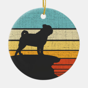 Ornamento De Cerâmica Pug Mops Carlin Retro Vintage 60s 70s Cães Lover