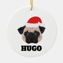 Ornamento De Cerâmica Pug Natal