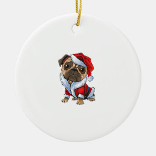 Ornamento De Cerâmica Pug Papais noeis Costume Natal Pajama Cachorro Cac