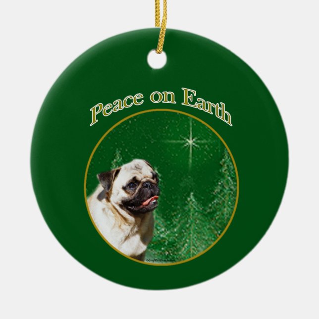 Ornamento De Cerâmica Pug Peace (Frente)