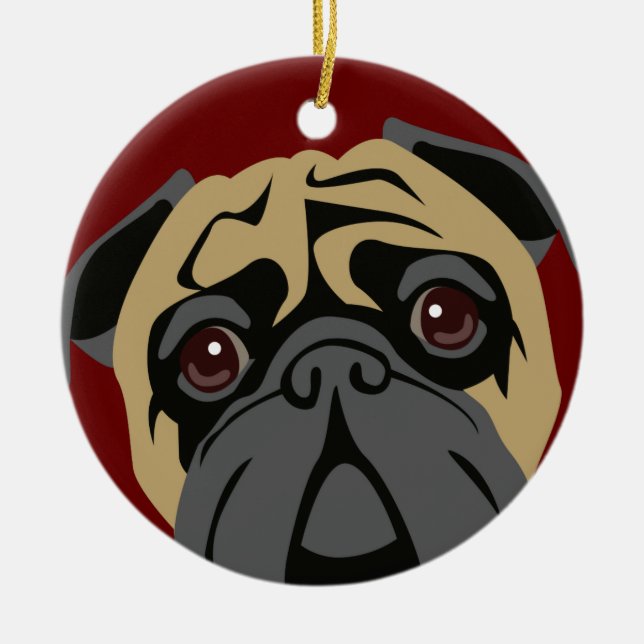 Ornamento De Cerâmica Pug peluches (Frente)