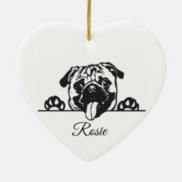 Ornamento De Cerâmica Pug Personalizado